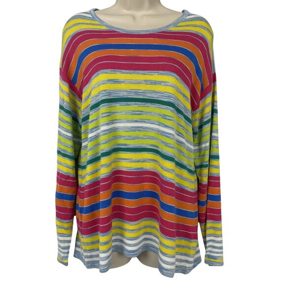 Soft Surroundings Sweaters - Soft Surroundings Sweater Womens Petite Large Rainbow Stripe Boat Neck Knit